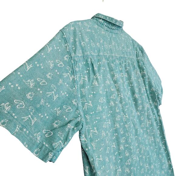 Modern Amusement Mens Button Up Shirt Size XL Blue White Camping Print Casual - Picture 5 of 10